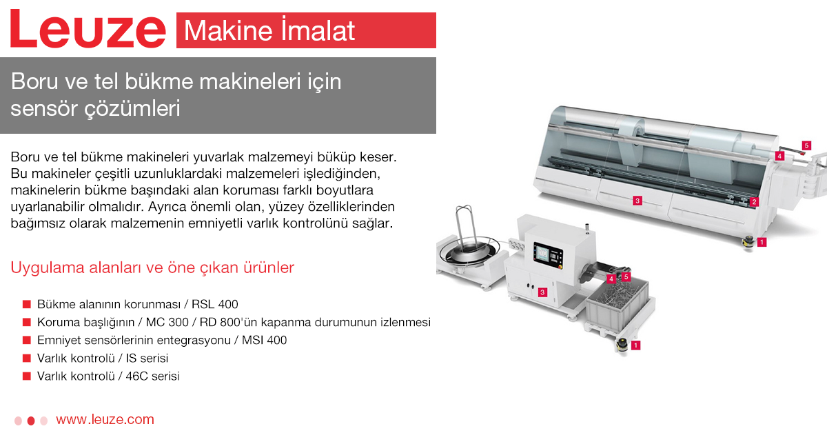 Boru ve Tel Bükme Makinalarında Sensör Çözümleri